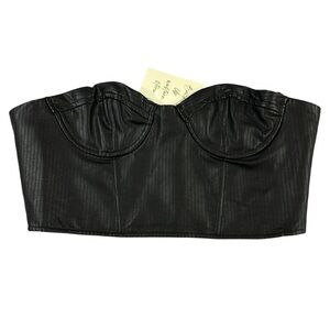 Edit By Nine Faux Leather Black Edgy Corset